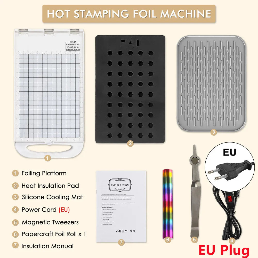Hot Stamping Foil Machine Hot Foil System For Card Making PET Film Transfer Hot Foil and Press Machine US EU UK Plugs