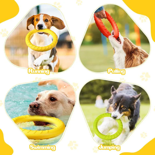 Dog Ring Toys Indestructible Chewing Flying Floating Training Tools Fetch for Small Medium Large Dogs Throwing Catching Flying