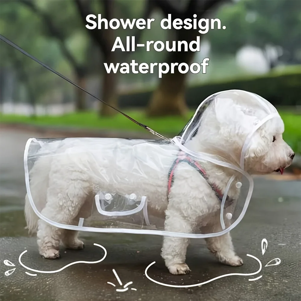 Transparent Waterproof Dog Raincoat, Raincoat for Small and Medium-Sized Dogs, Teddy and Bichon Frise Dog for Rainy Days Walking