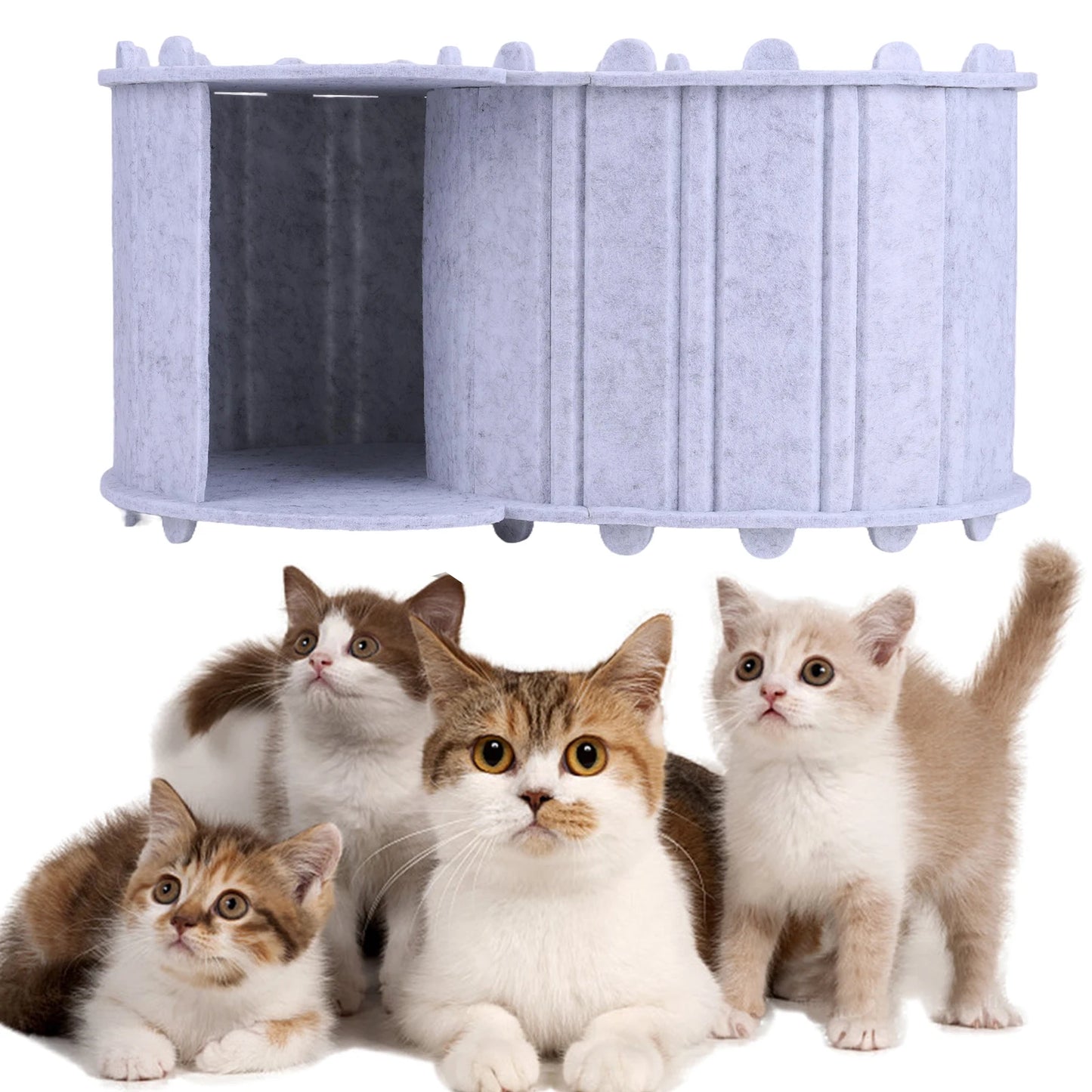 Cat Tunnel Bed Felt Peekaboo Cat Cave Semi-enclosed Foldable Pet House for Indoor Cats