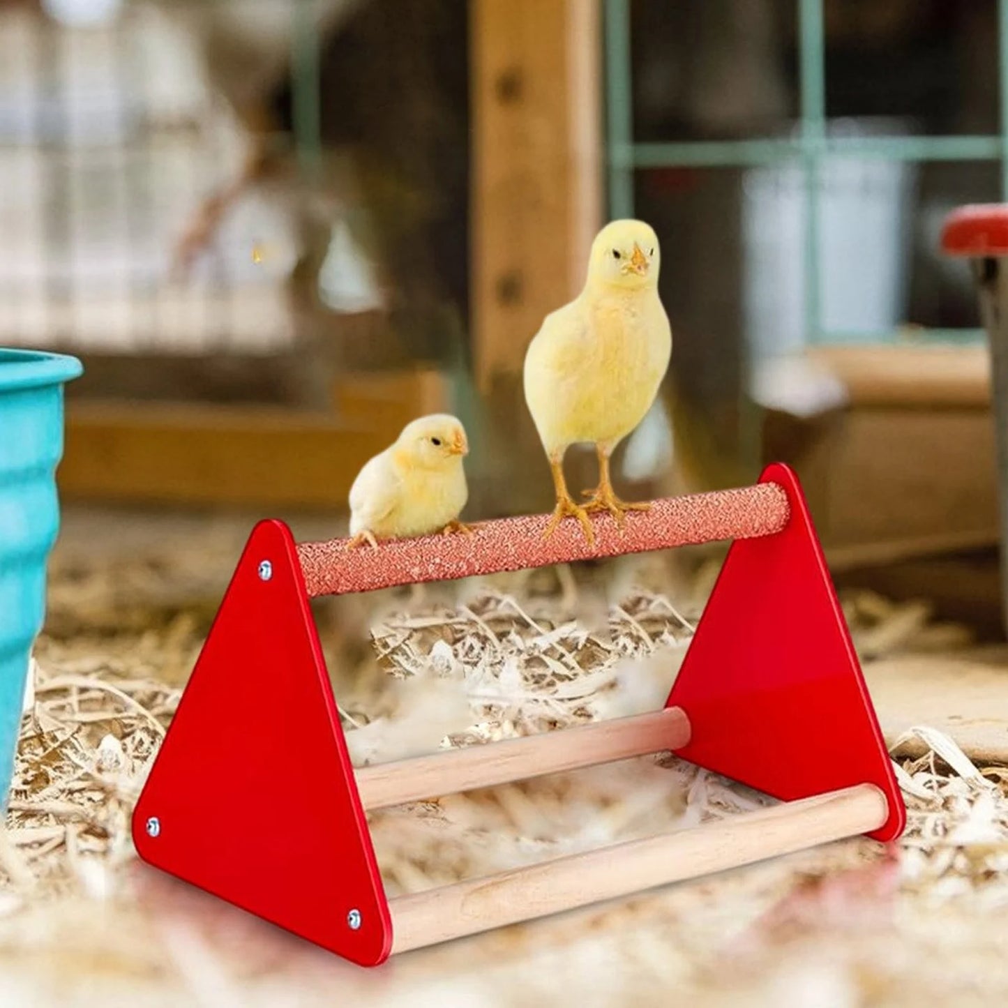 Chick Perch Chicken Perch Stand Resting Toy Frame Stand And Wooden Roosting Bar For Baby Chick Coop Hens Brooder