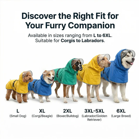 Dog Raincoat, Hooded Windproof and Waterproof Reflective Pet Raincoat, Suitable for Medium to Large Dogs, Waterproof Dog Clothin