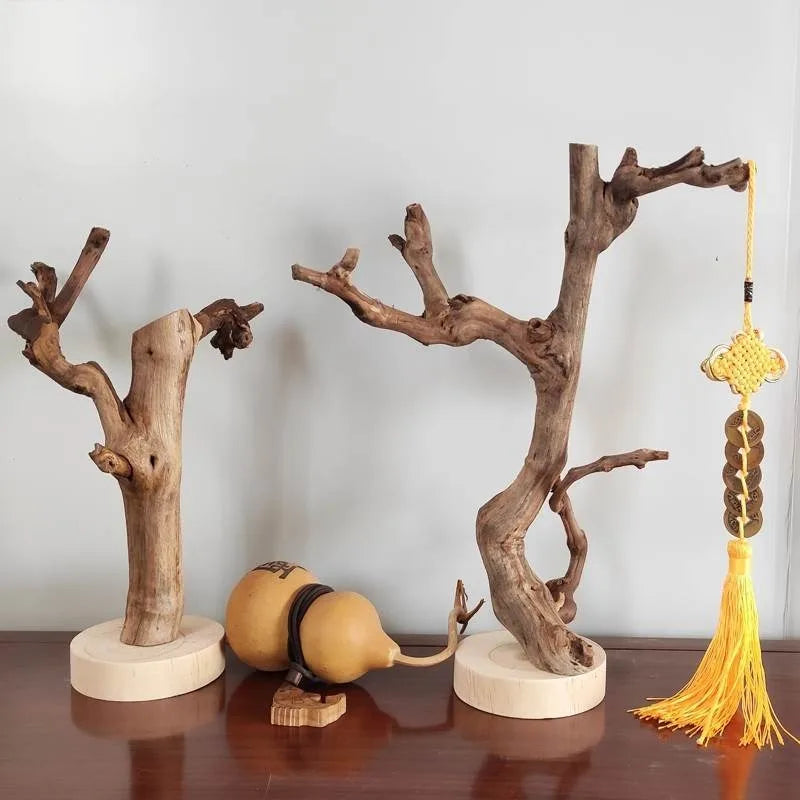 Zen Grapevine Bird Perch - Natural Dead Branch Tree Trunk Stand for Parrot habitat Jewelry, Solid Wood Home Decor Ornament