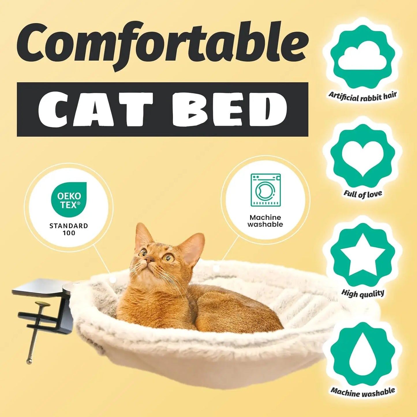 Cat Desk Bed, A layer Desk Cats Perch,Cat Cave Bed Large,Steel Frame,15 inch,Load 50 LBS,Comfortable Pet Bed,Ultra-Soft Fabric