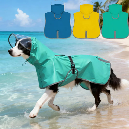 Dog Raincoat, Hooded Windproof and Waterproof Reflective Pet Raincoat, Suitable for Medium to Large Dogs, Waterproof Dog Clothin