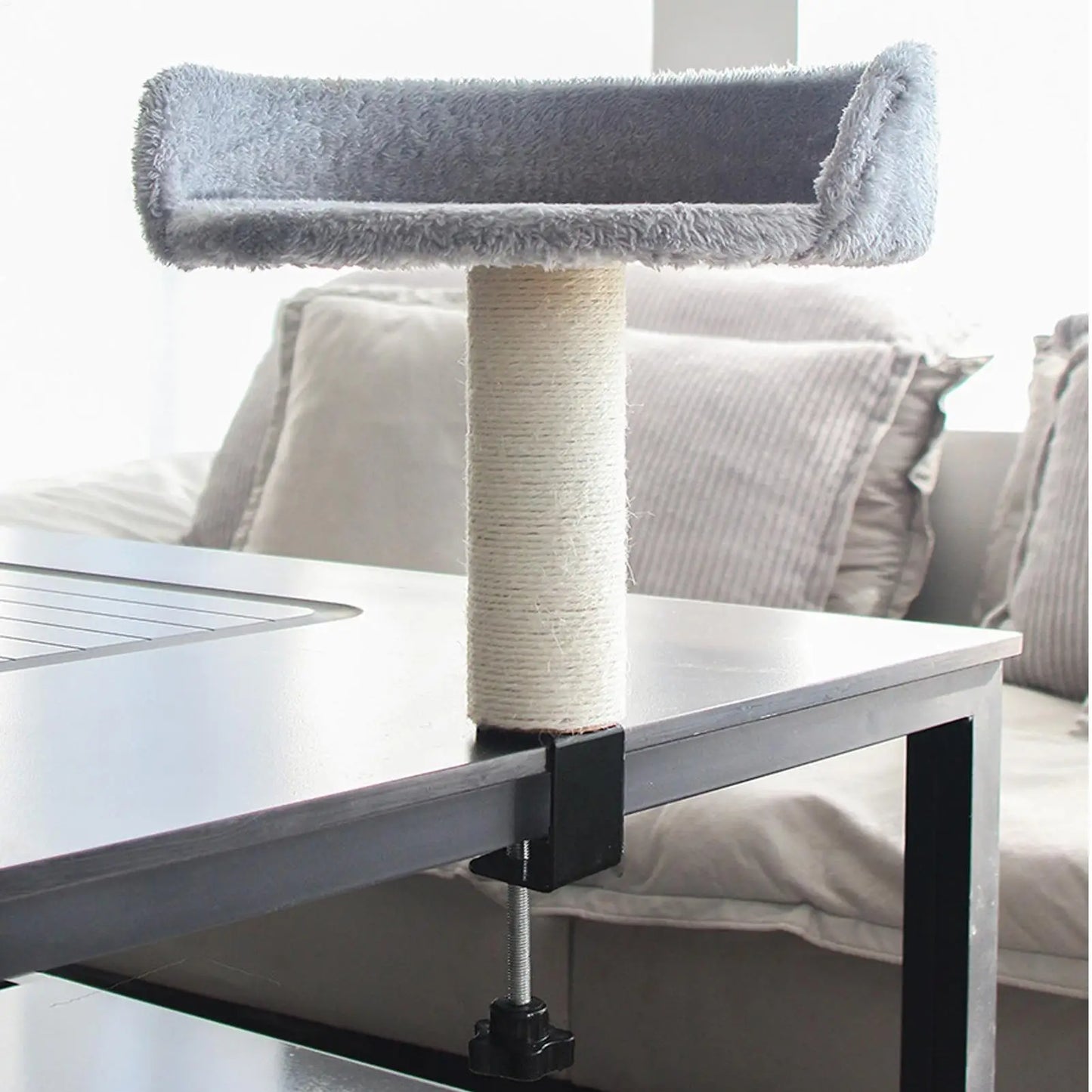 Cat Hammock Perch Desk Clamp Cat Bed With Soft Pad Removable Pet Nest Attachment For Office & Home Space-Saving Pet Cat Bed