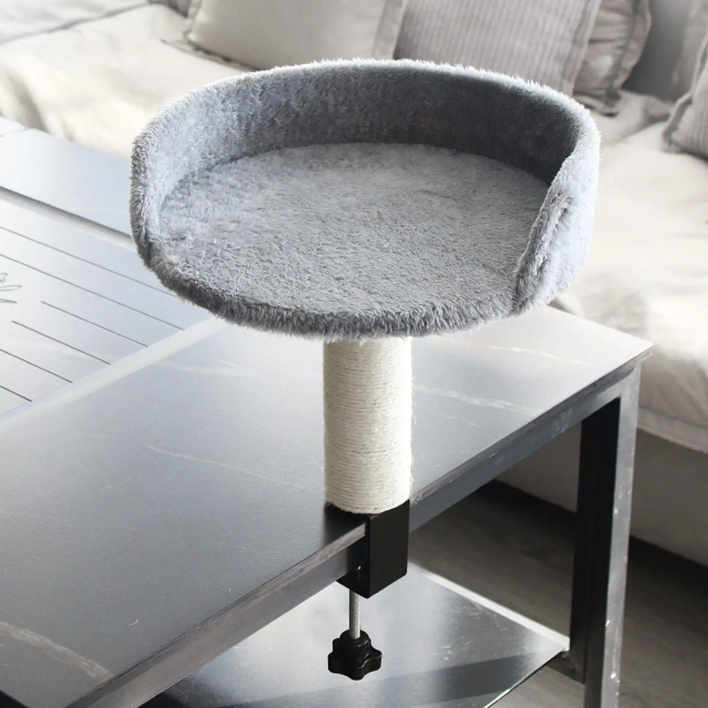 Cat Hammock Perch Desk Clamp Cat Bed With Soft Pad Removable Pet Nest Attachment For Office & Home Space-Saving Pet Cat Bed