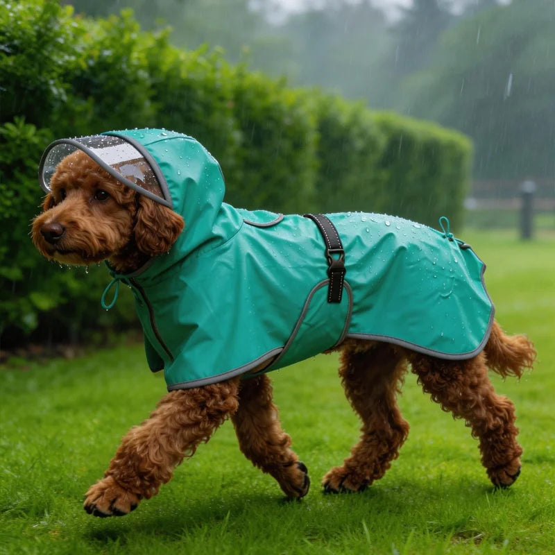 Dog Raincoat, Hooded Windproof and Waterproof Reflective Pet Raincoat, Suitable for Medium to Large Dogs, Waterproof Dog Clothin